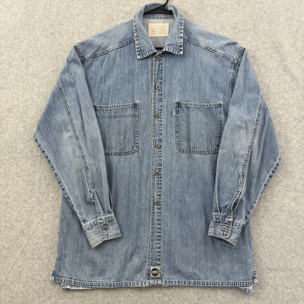 Levi's‎ Shirt Men's M/L Blue Denim Silver Tab Long Sleeve Button Up Vintage 90s